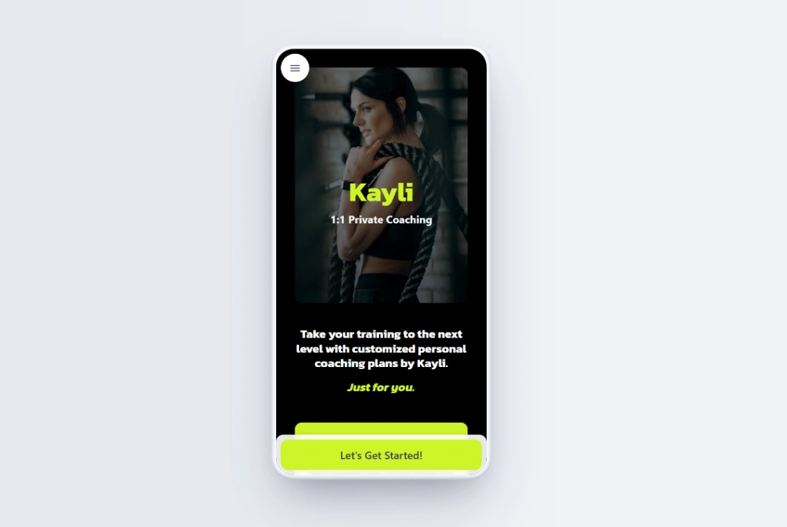 1-1 Fitness Coaching mobile app design template