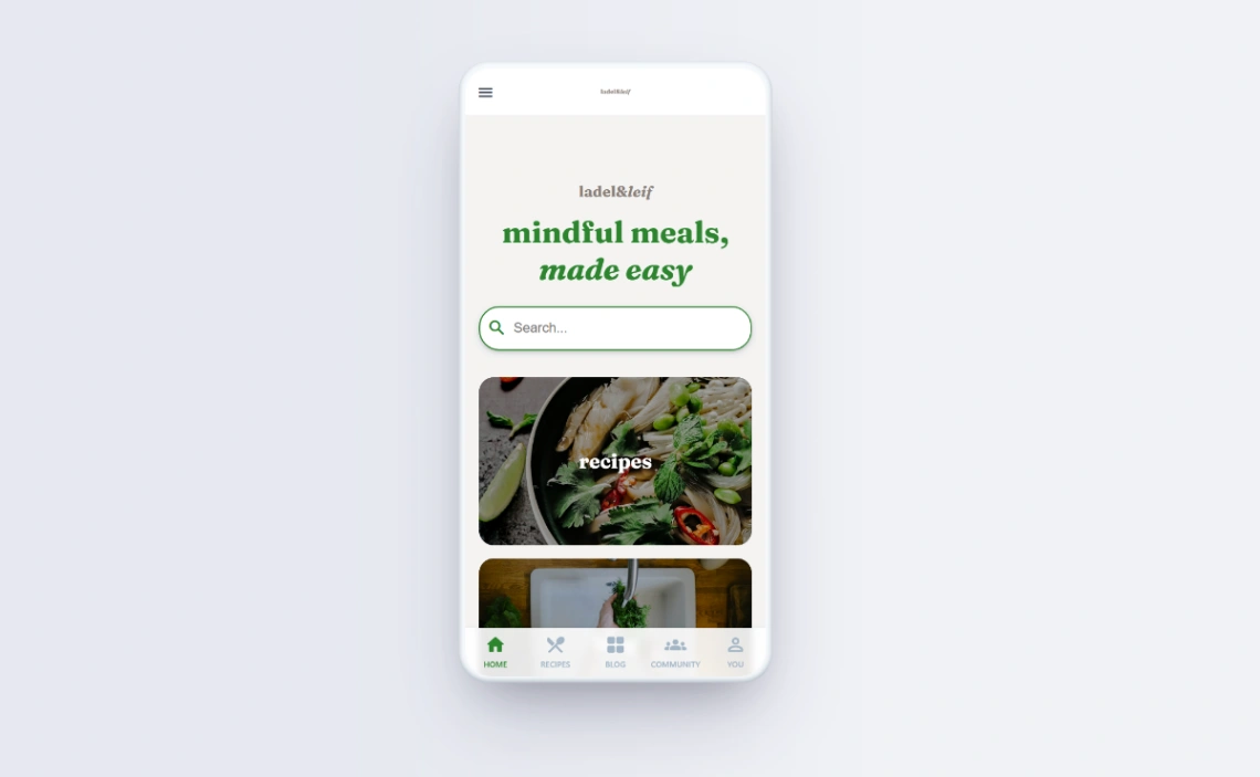 Recipes & Food Blog App mobile app design template