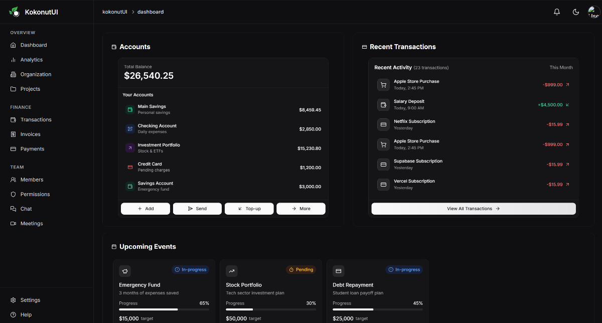 Financial Dashboard web application template
