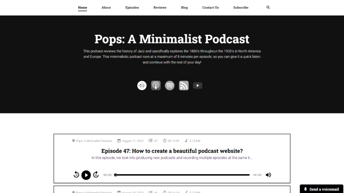 Minimalist Podcast website template
