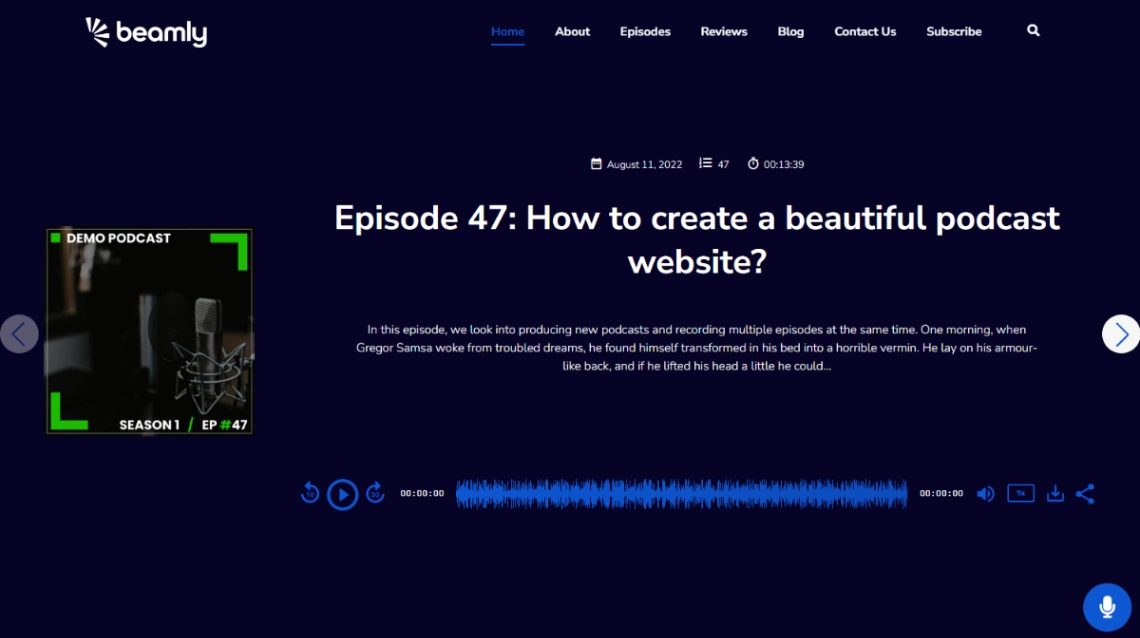 Dark Podcast Hub website template