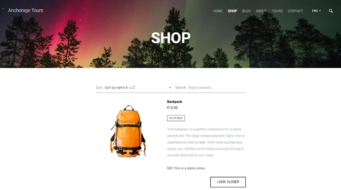 Adventure Gear Store website template