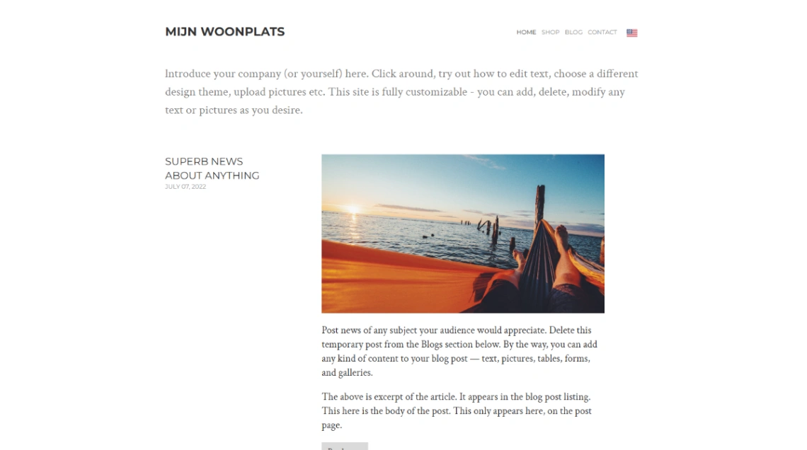 Blog & Shop Hybrid website template