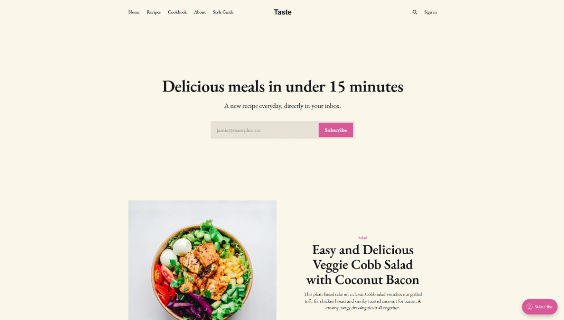 Food Blog website template