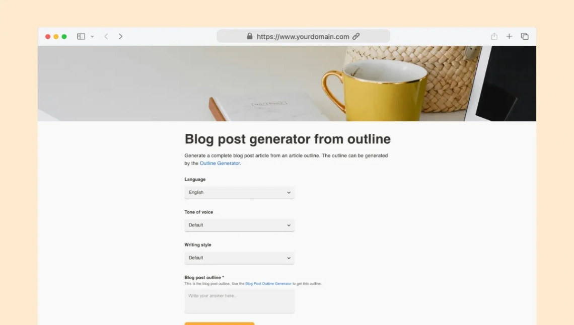 Blog Post Outline Gen website template