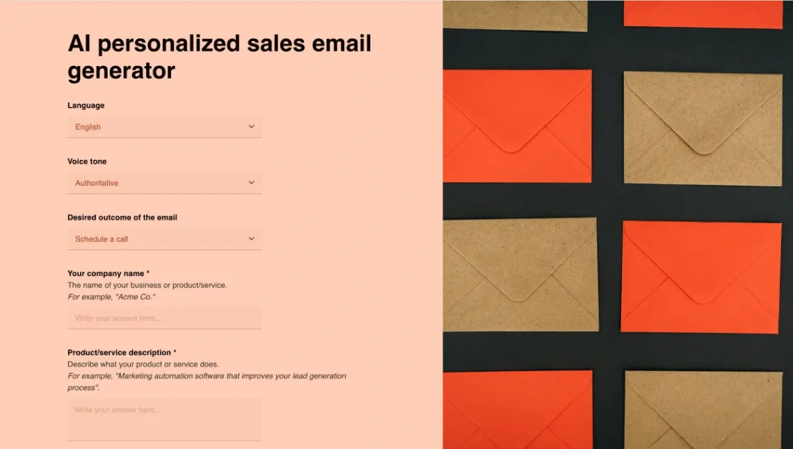 AI Sales Email Generator website template