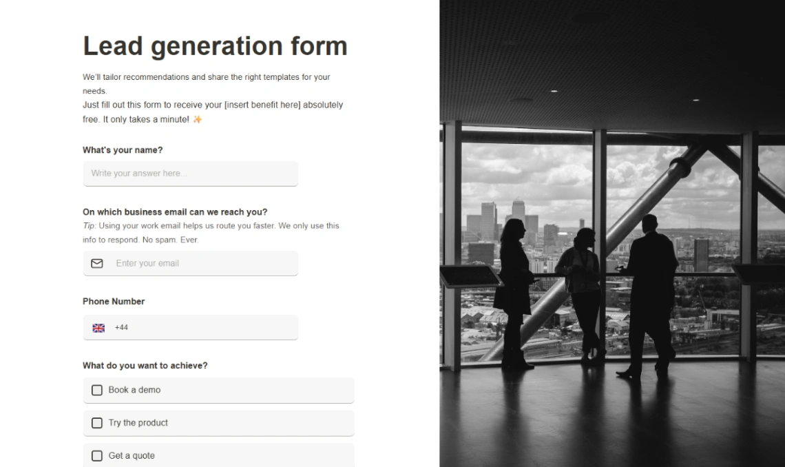 Lead Generation Form website template