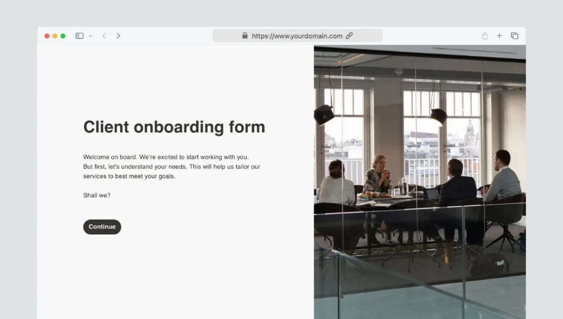 Client Onboarding Form website template