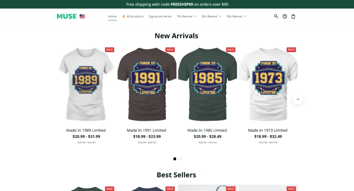 Merchandise Store website template