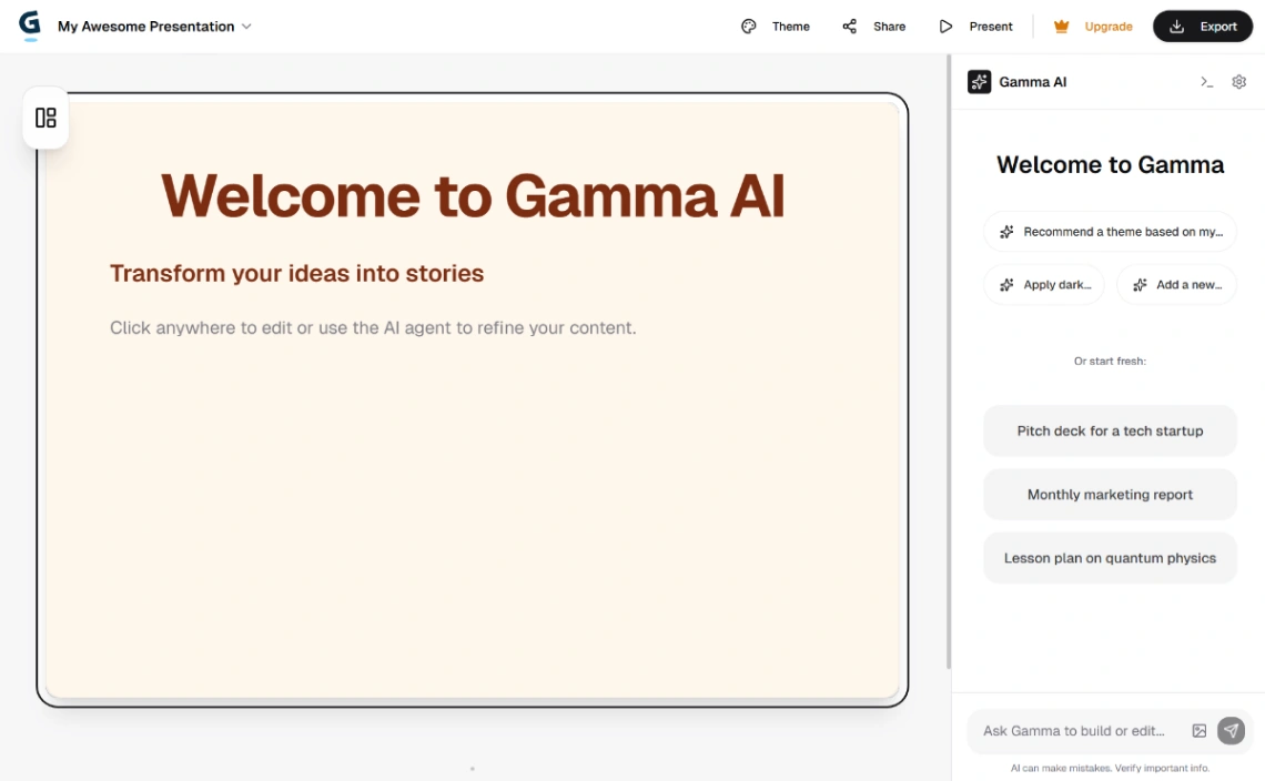 AI Presentation Agent web application template