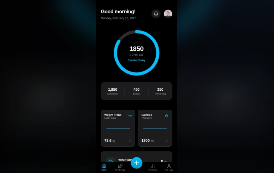 Fitness Tracker mobile app design template