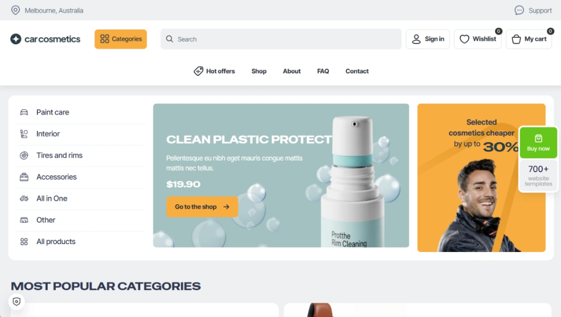 Car Cosmetics Store website template