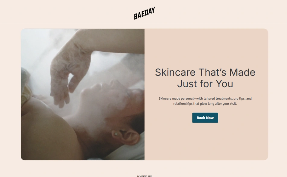 Skincare Booking Funnel website template