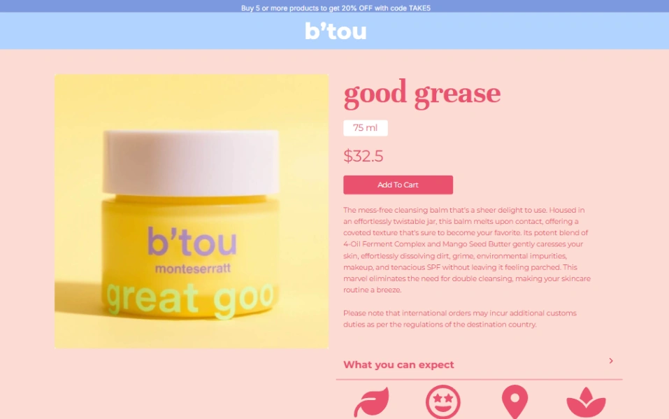 Skincare Product Page website template