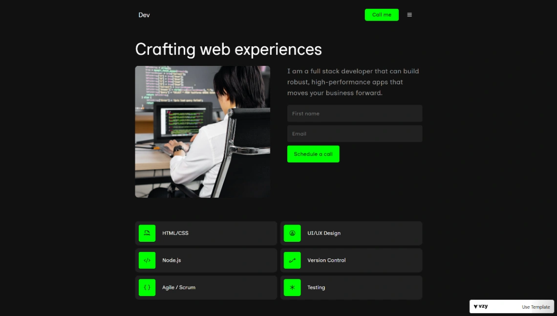 Developer Portfolio website template