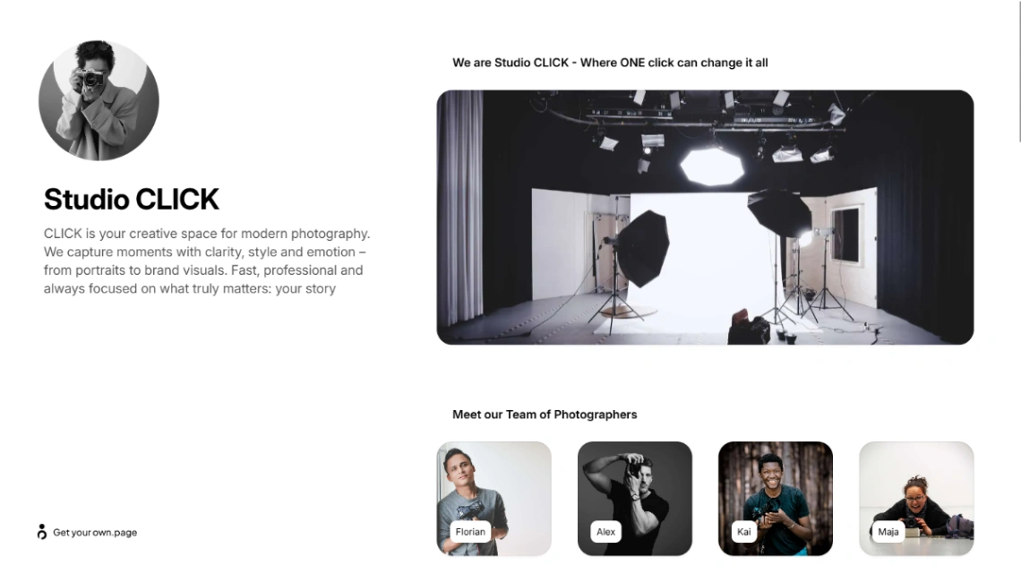 Photography Studio Team website template
