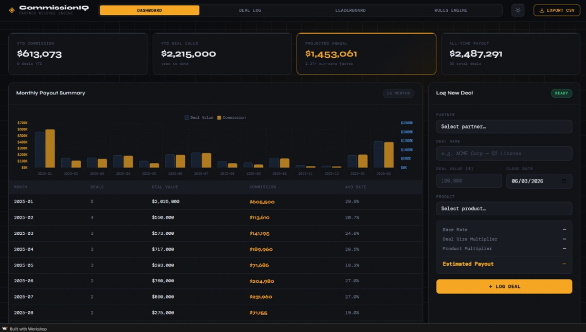 Partner Commission Engine web application template