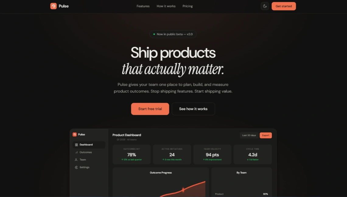 SaaS Product Landing website template