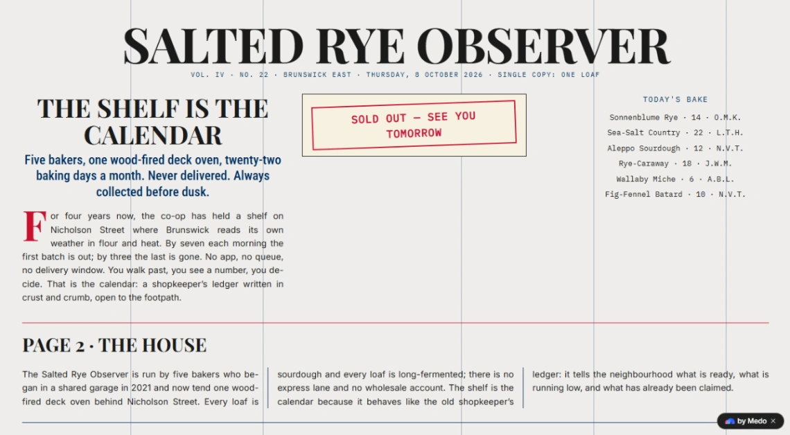 Bakery Co-op Newspaper website template