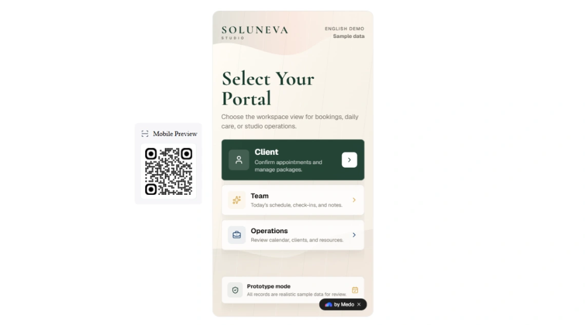 Wellness Studio Operations mobile app design template