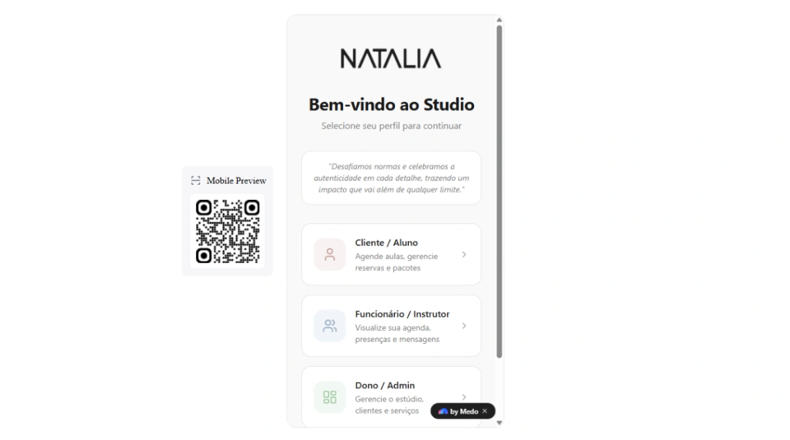 Studio Management mobile app design template