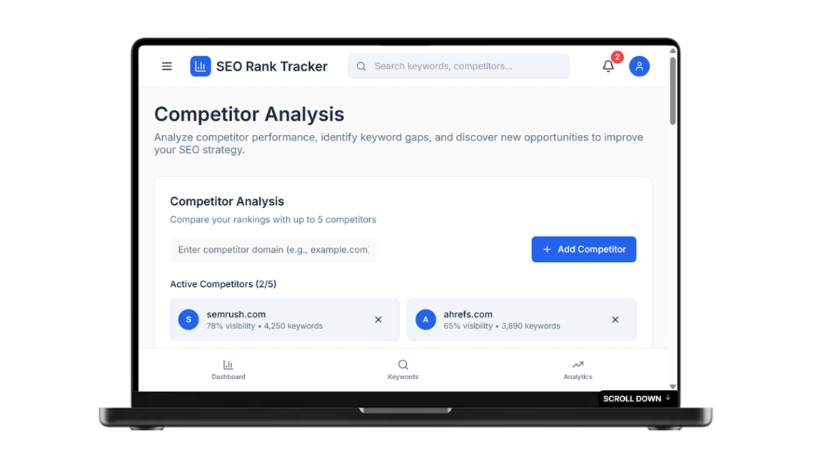 SEO Rank Tracker App web application template