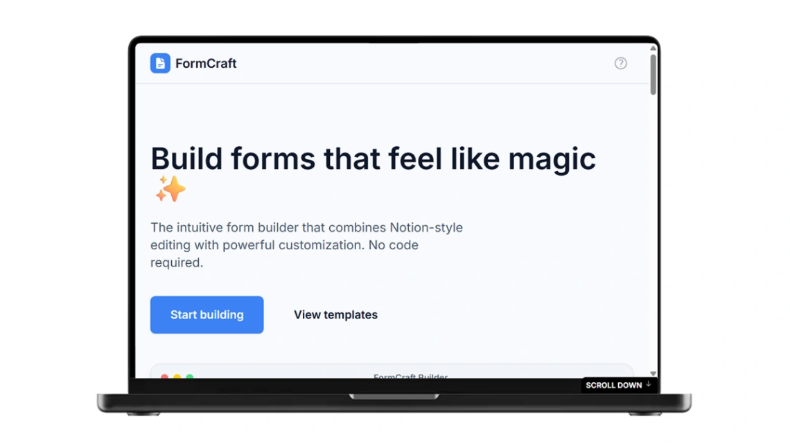 Form Builder App web application template
