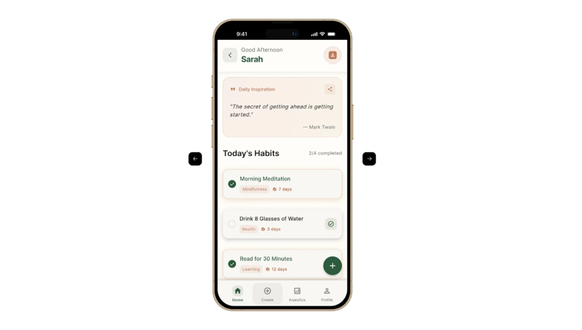 Habit Tracker App mobile app design template