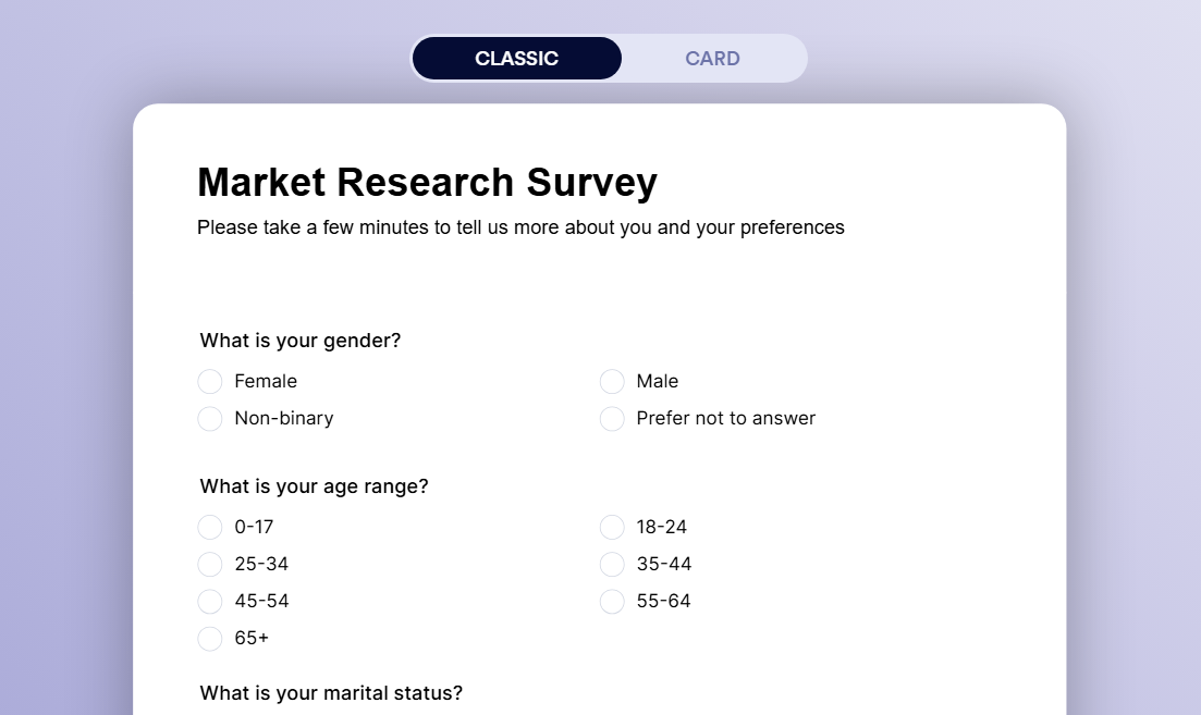 Market Research Survey website template