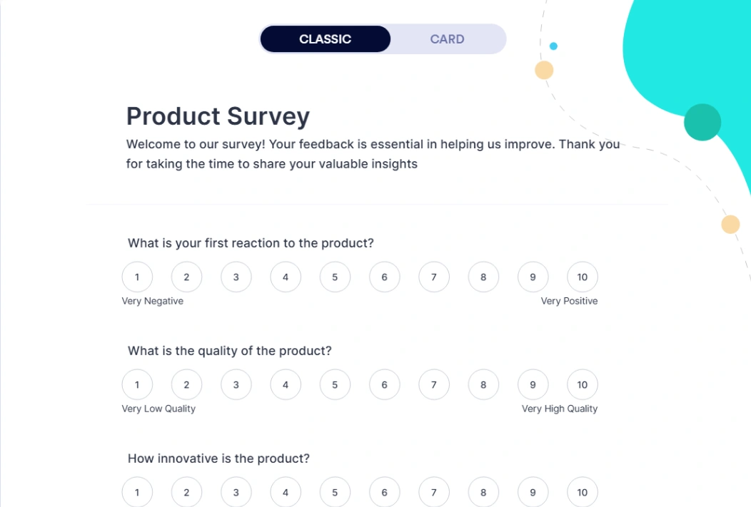 New Product Survey website template