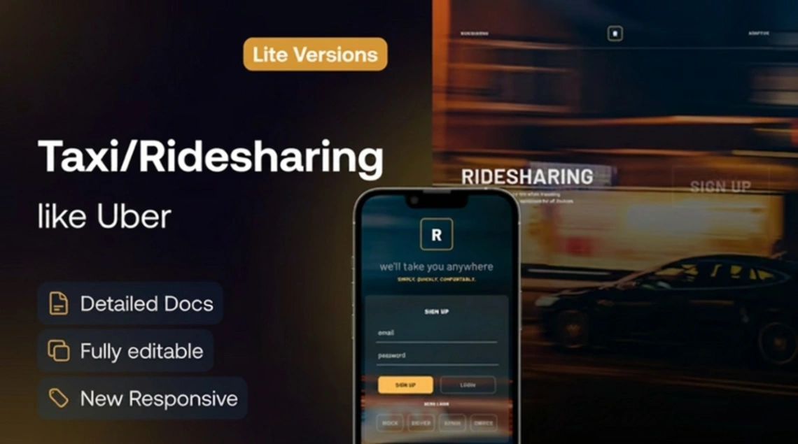 Rideshare Platform mobile app design template