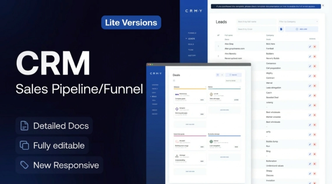Sales Pipeline CRM web application template