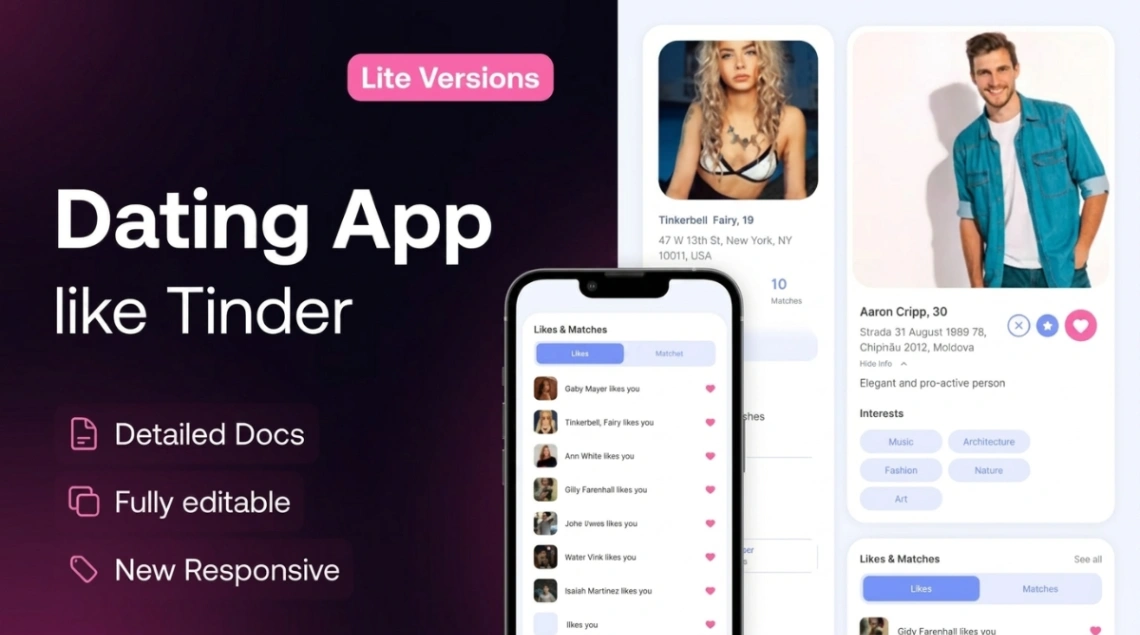 Dating Swipe App mobile app design template