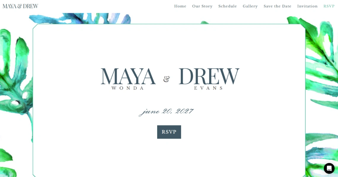 Tropical Wedding website template