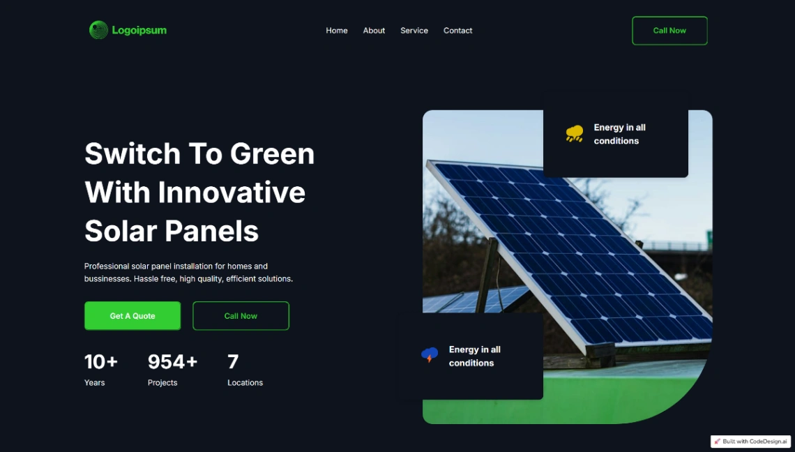 Solar Energy Business website template