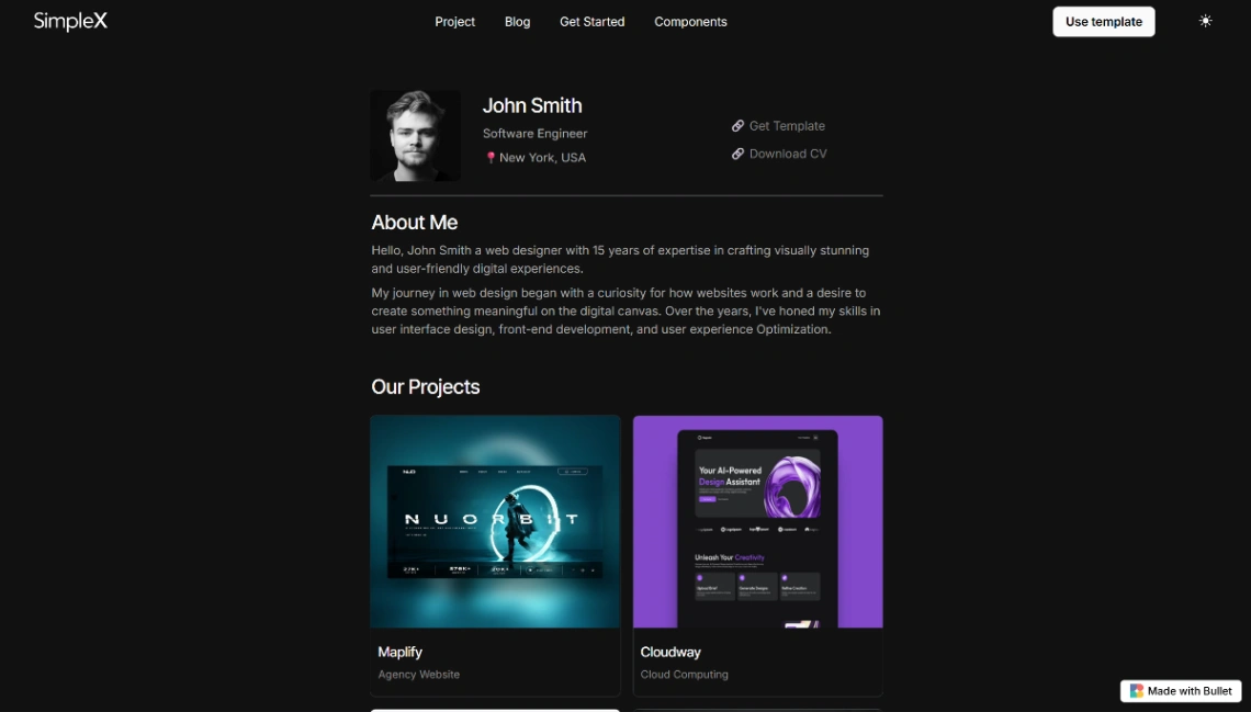 Developer Resume website template