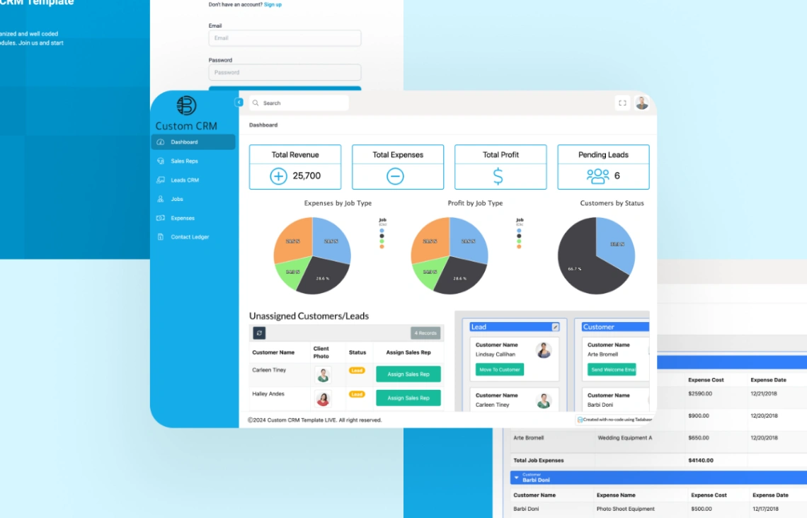 Custom CRM web application template