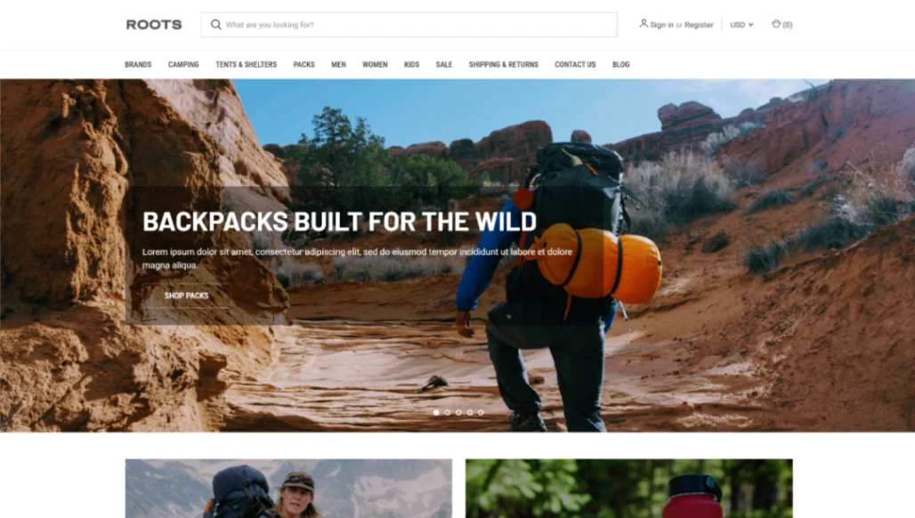 Camping Gear Shop website template