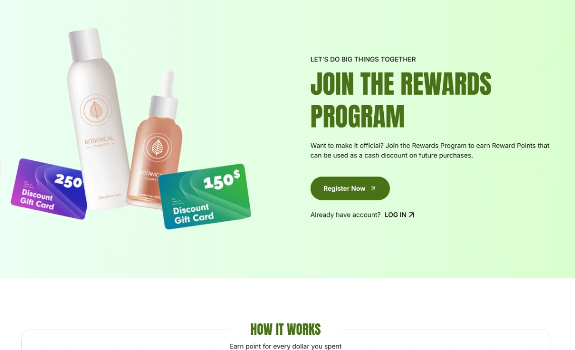 Rewards Program website template