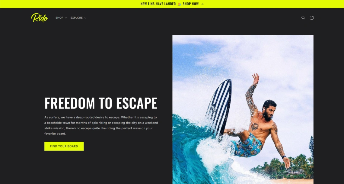 Ride sport shop website template