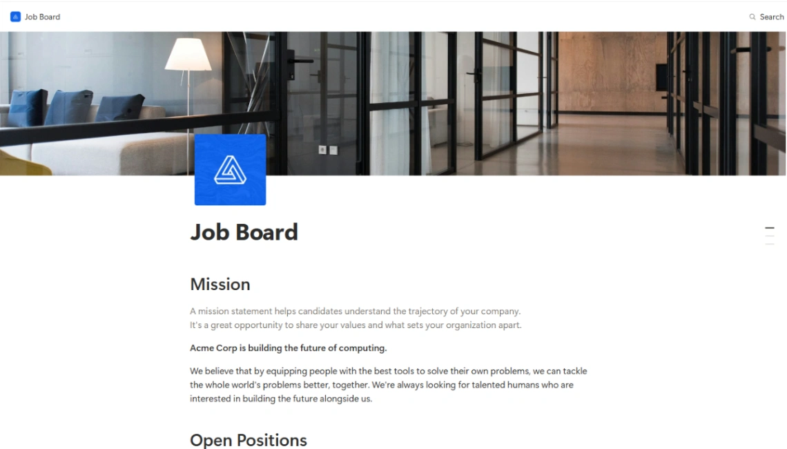 Company Careers Page website template