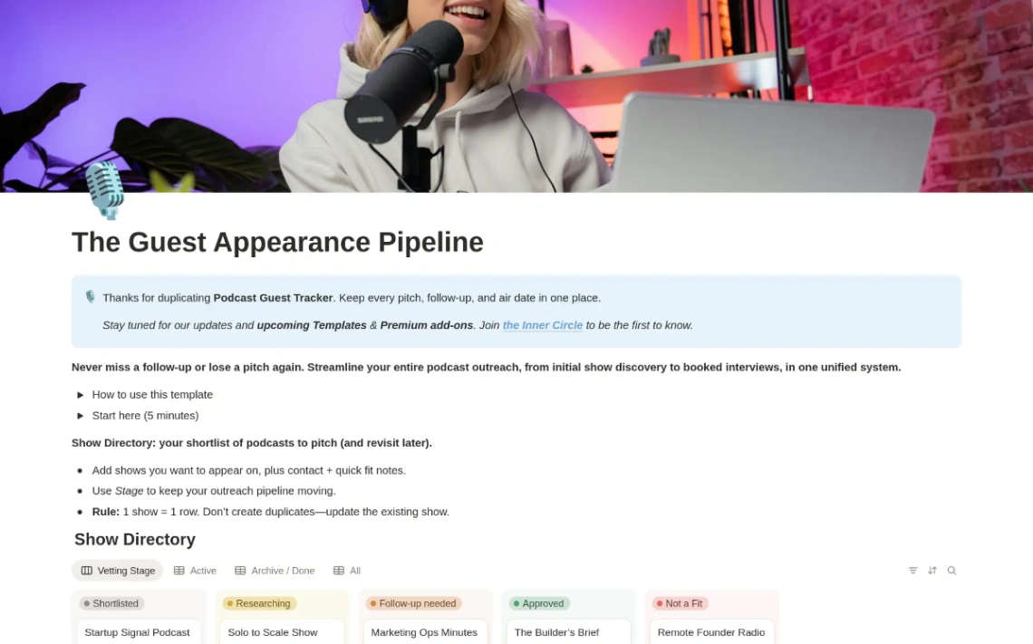 Podcast Guest Booking website template