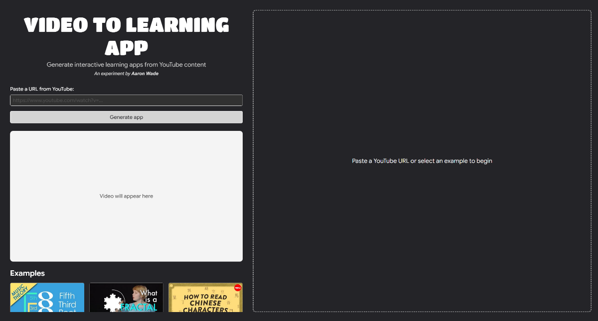 Video to Learning App web application template