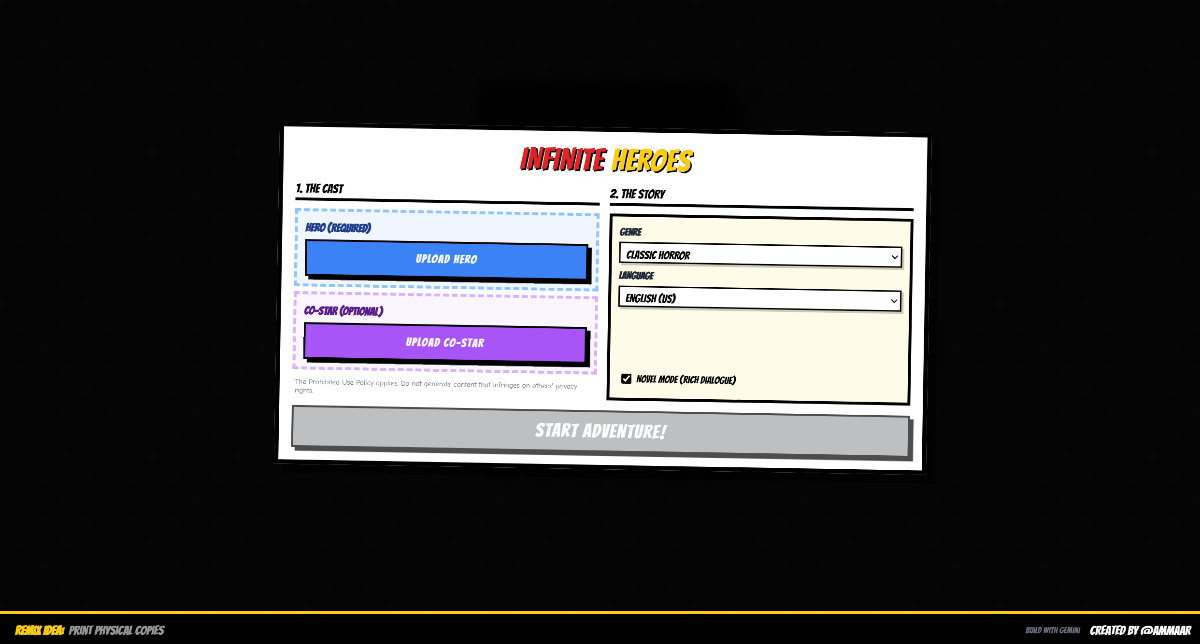 Personalized comics app web application template