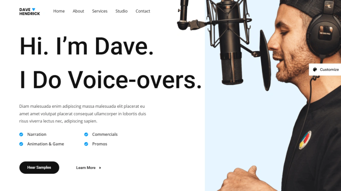 Voice Over Artist website template