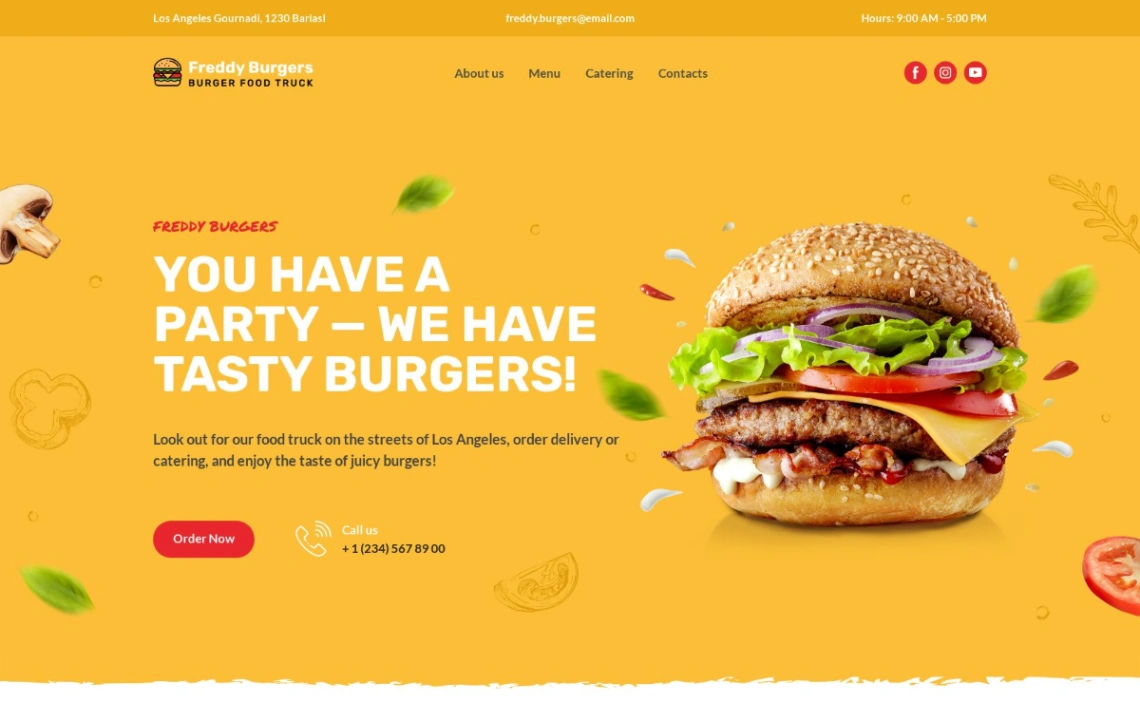 Food Truck Burger Shop website template