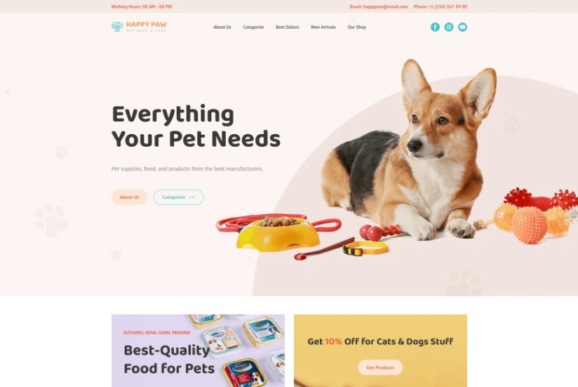 Pet Supply Store website template