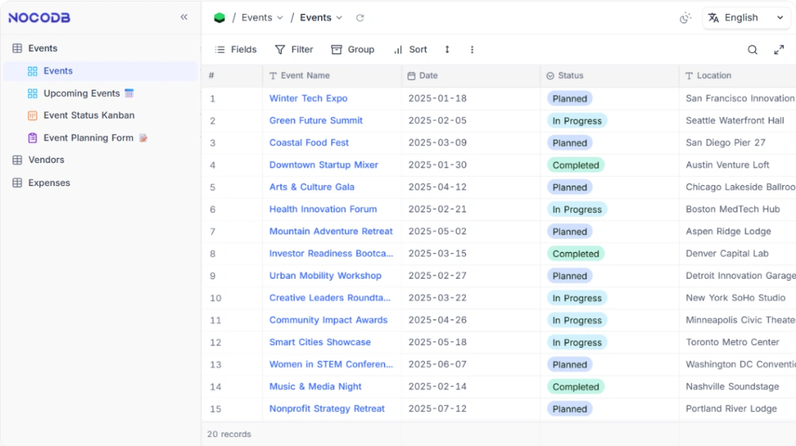 Event Planning web application template