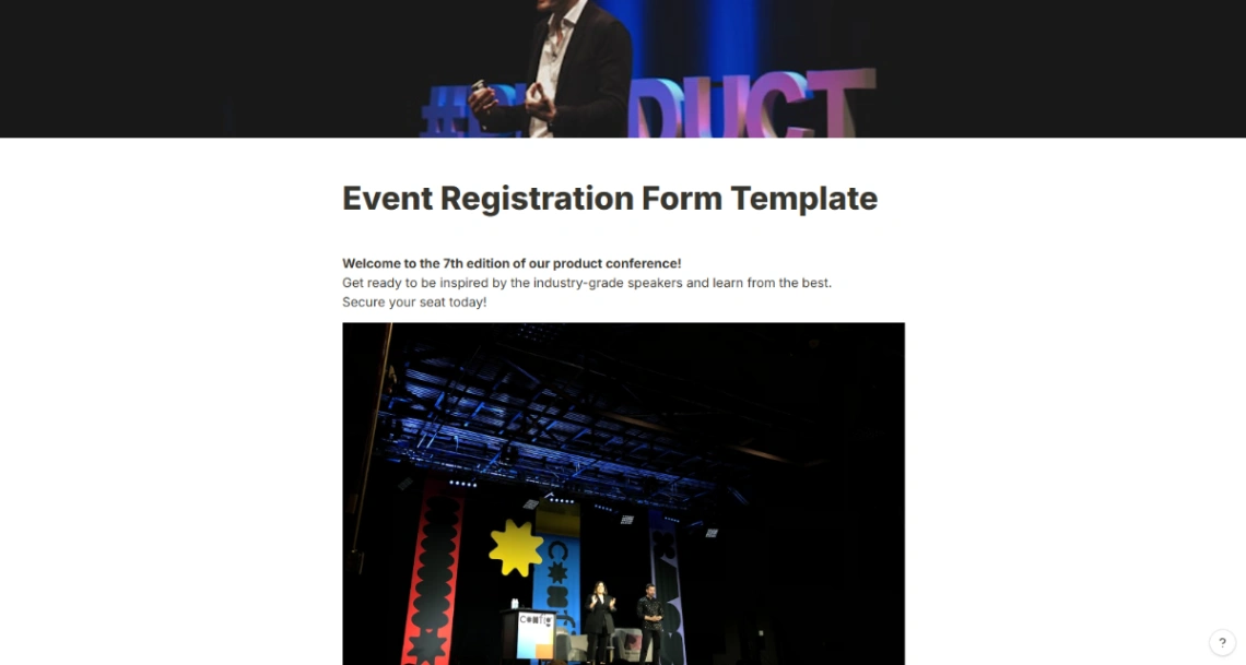Event Form website template