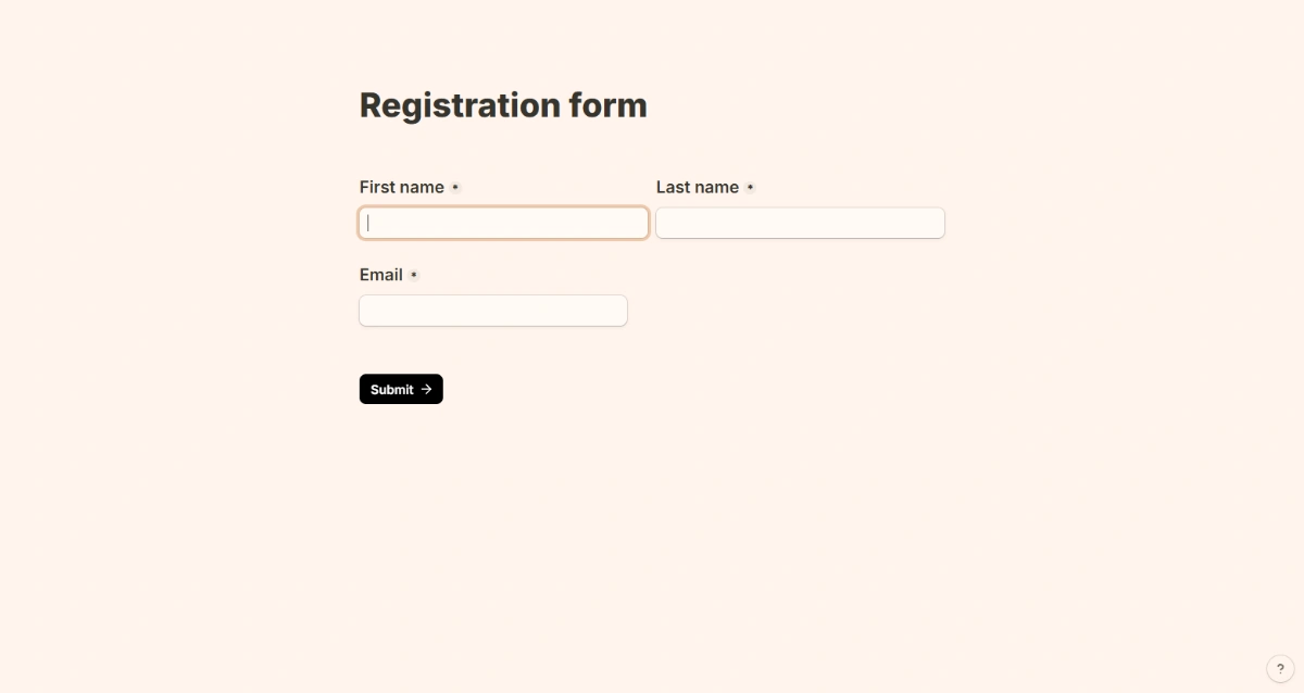 Registration Form website template